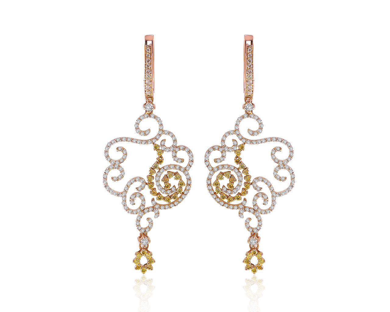 Потрясающие золотые серьги с бриллиантами 2.20ct 301120/1