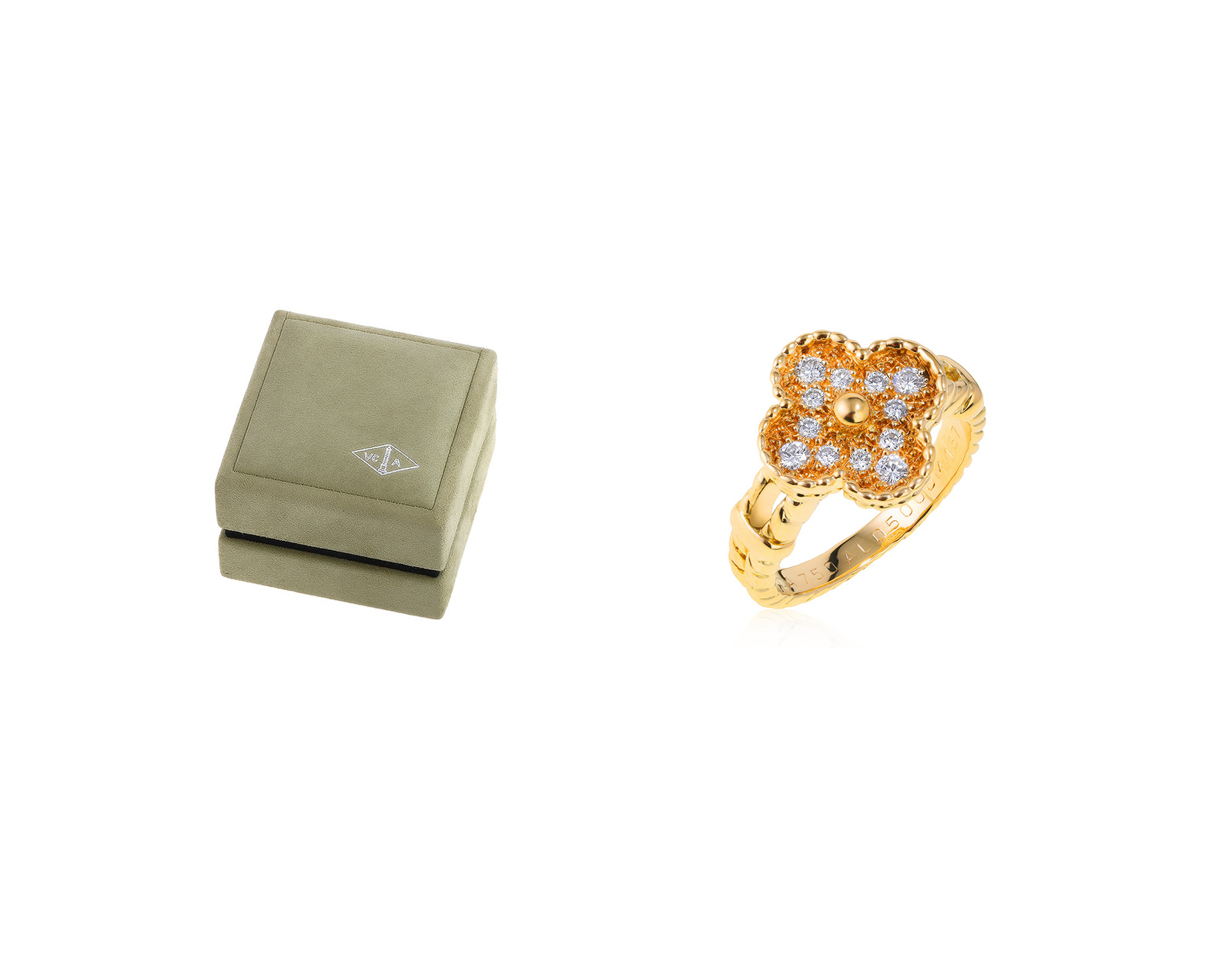Оригинальное золотое кольцо с бриллиантами 0.32ct Van Cleef & Arpels Vintage Alhambra