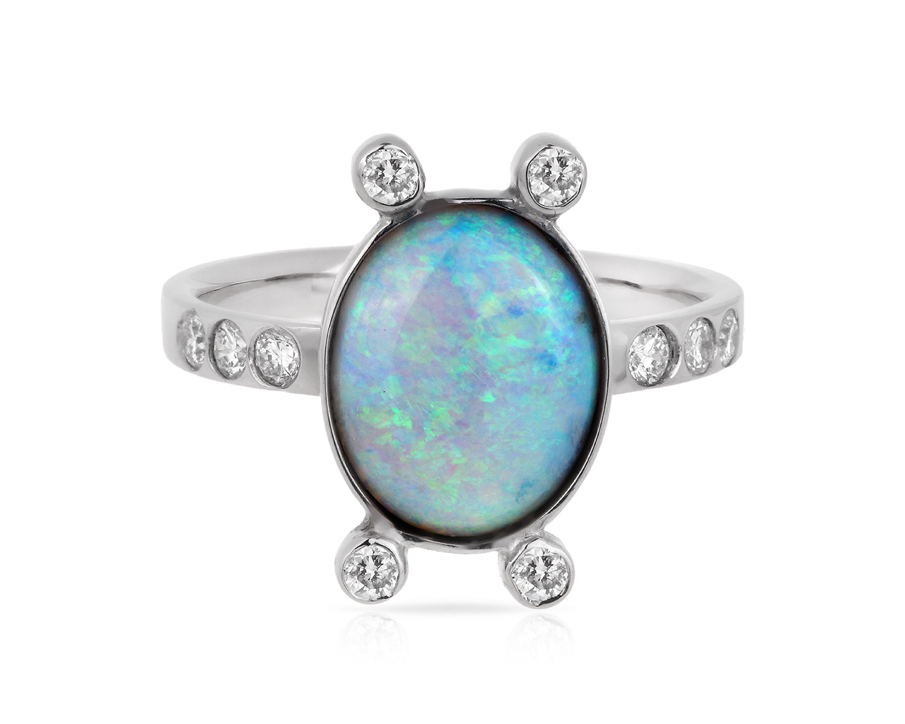 Золотое кольцо с благородным опалом и бриллиантами 0.28ct 120618/4