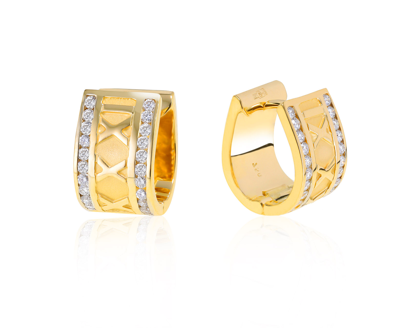 Стильные золотые серьги с бриллиантами 0.72ct 011021/11