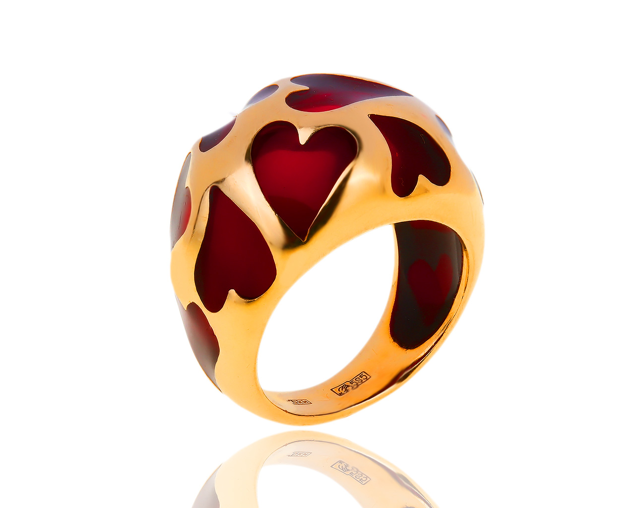 Романтичное золотое кольцо с эмалью 060319/2