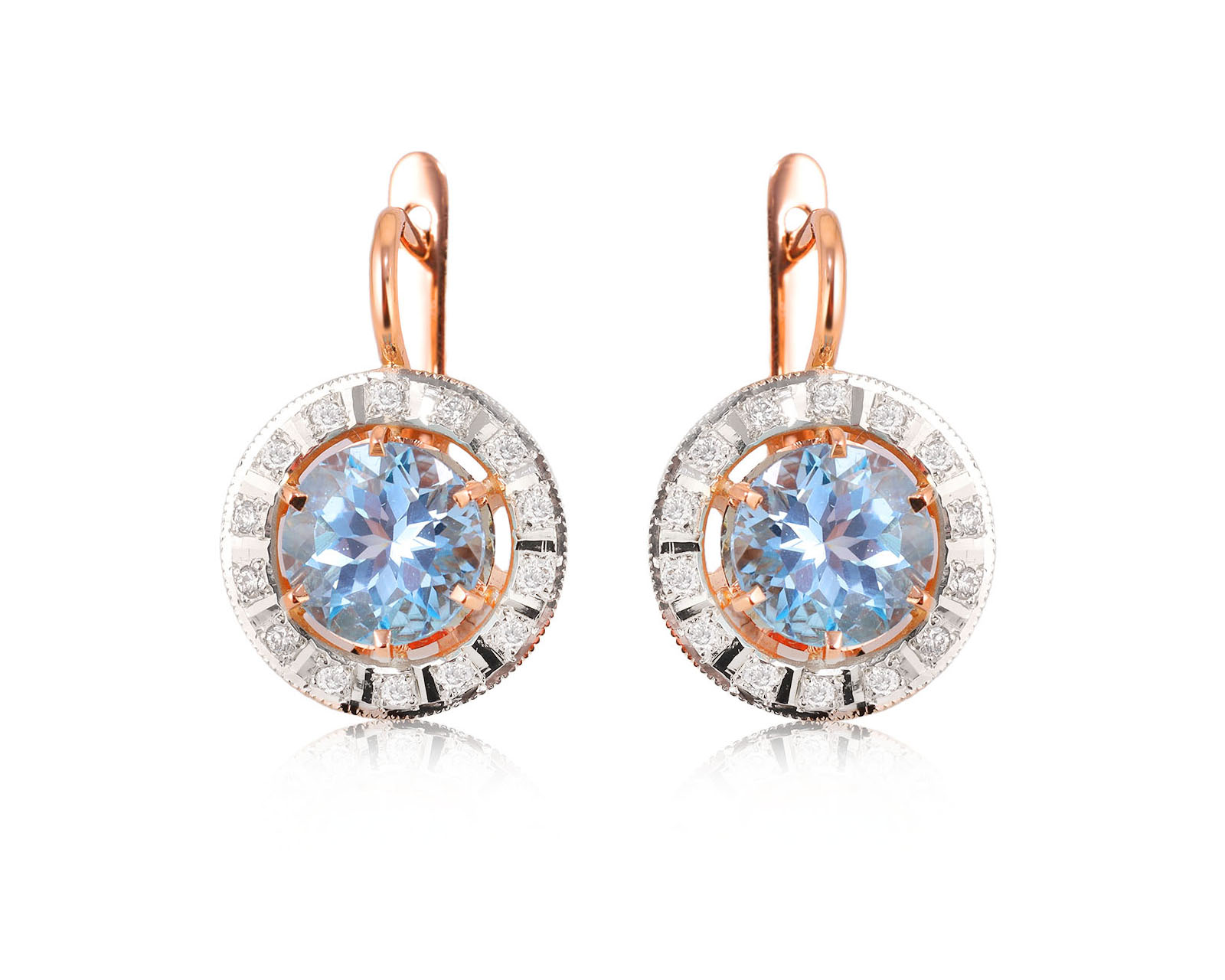 Золотые серьги с топазами 4.16ct и бриллиантами 0.28ct 290425/4