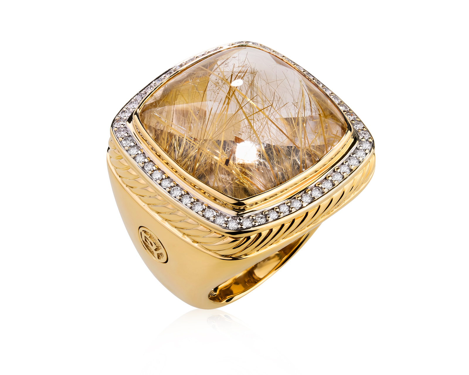 Оригинальное золотое кольцо с кварцем волосатиком 30.22ct David Yurman Albion 990385/1