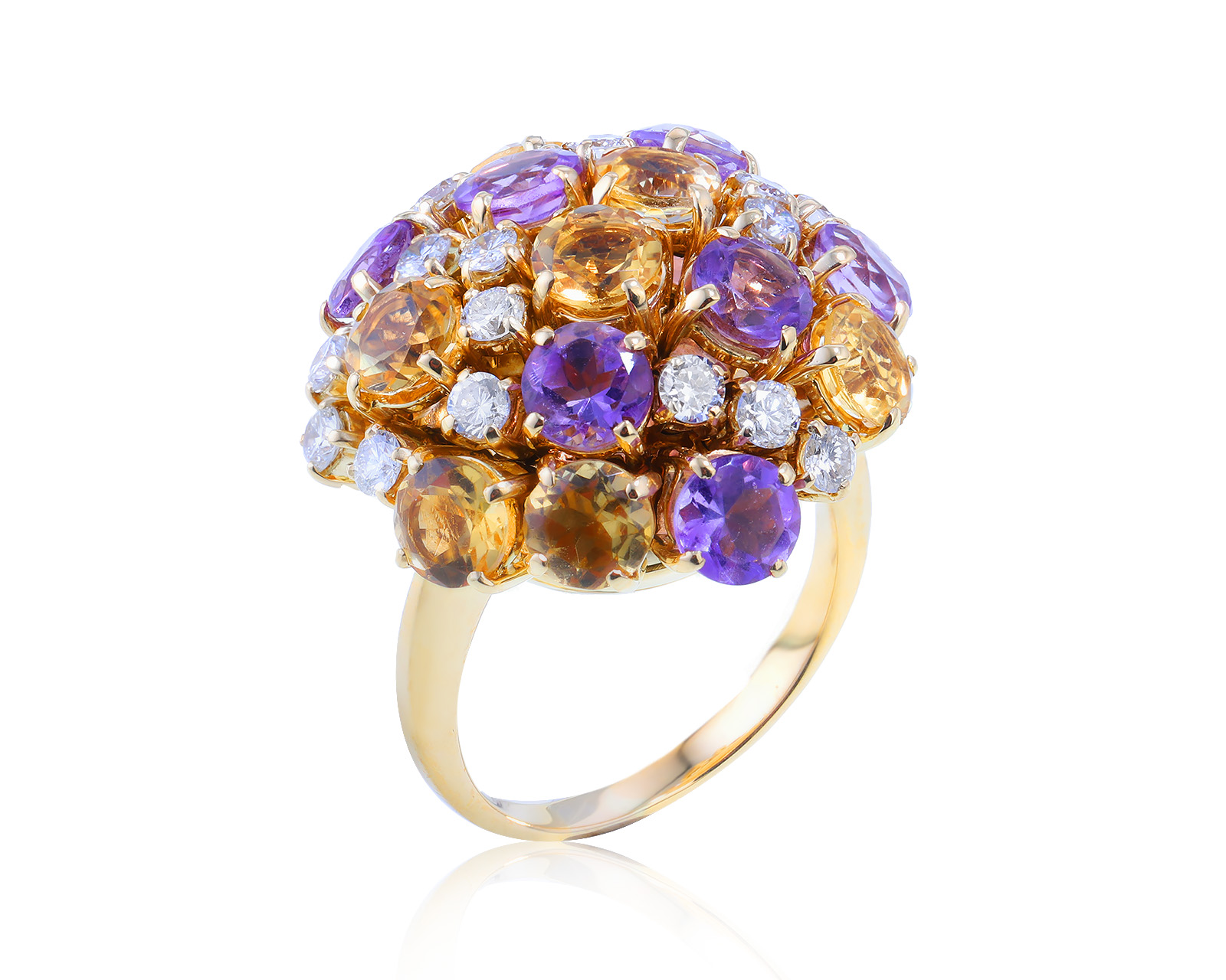 Золотое кольцо с аметистами 2.45ct и цитринами 2.45ct 180324/1