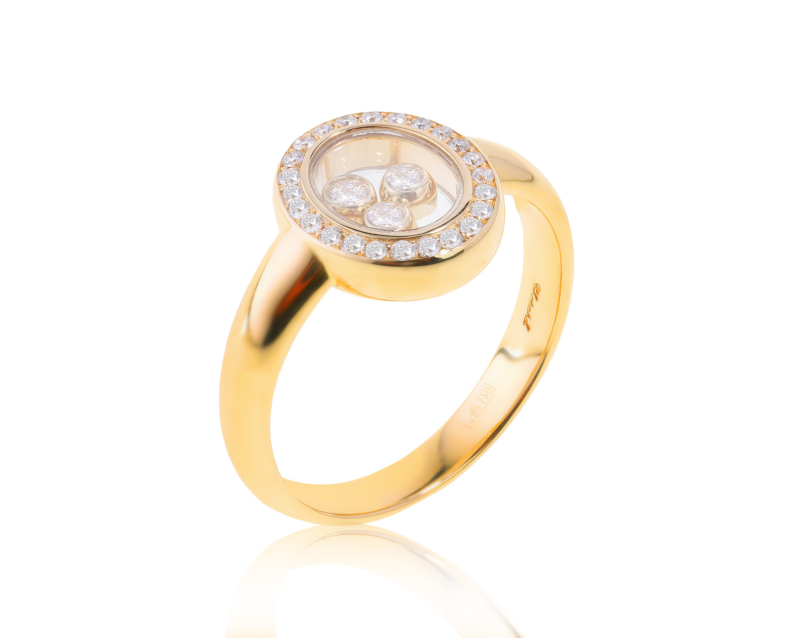 Оригинальное золотое кольцо Chopard Happy Diamonds 060523/2