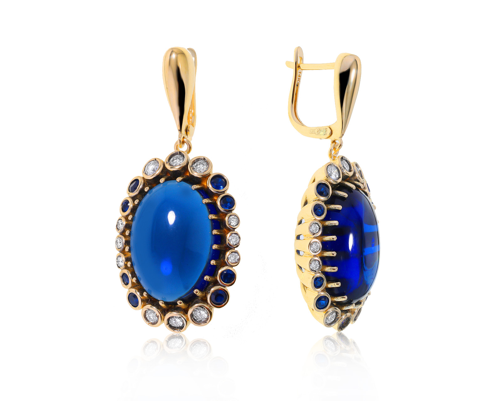 Праздничные золотые серьги с сапфирами 24.16ct 171121/8