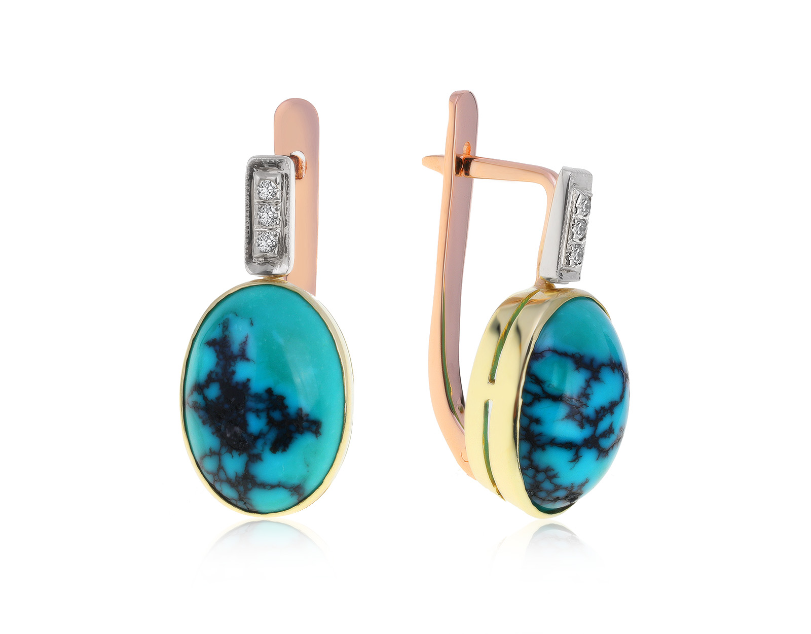 Безупречные золотые серьги с бирюзой 8.02ct 030721/12