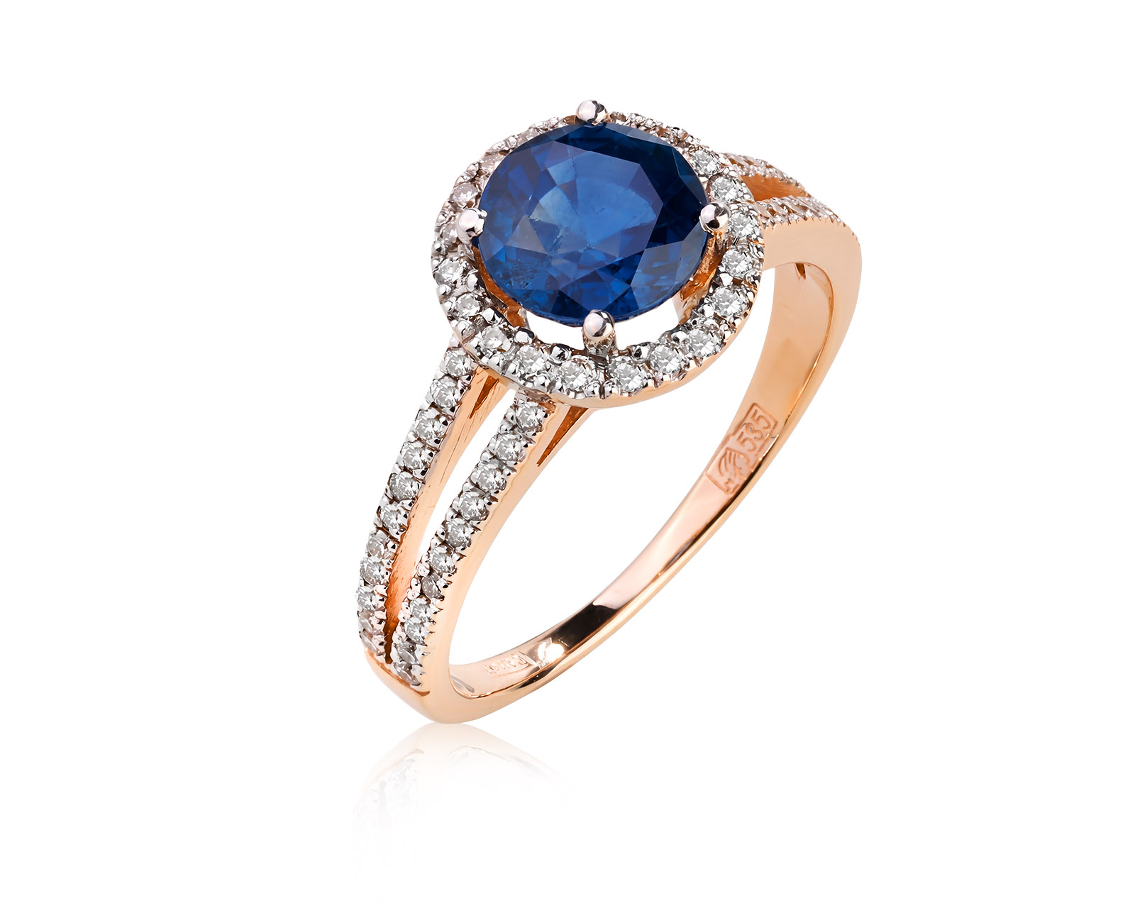 Золотое кольцо с сапфиром 1.75ct и бриллиантами 0.37ct 080626/25
