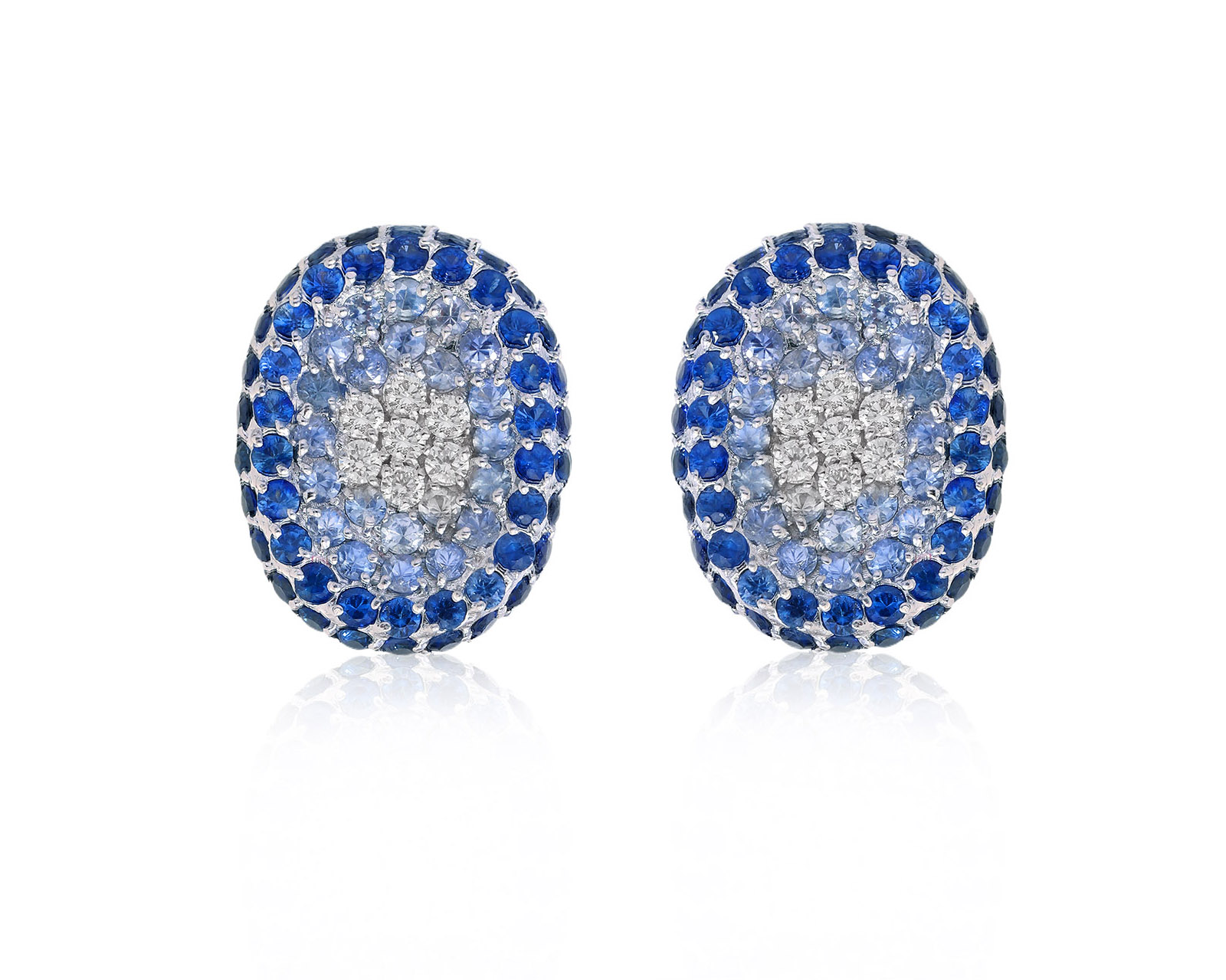 Золотые серьги с сапфирами 5.60ct и бриллиантами 0.47ct