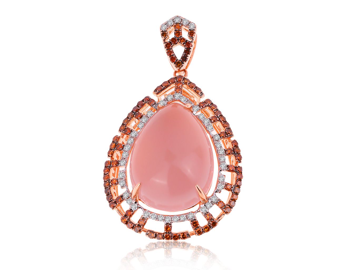 Роскошный золотой кулон с розовым кварцем 20.18ct