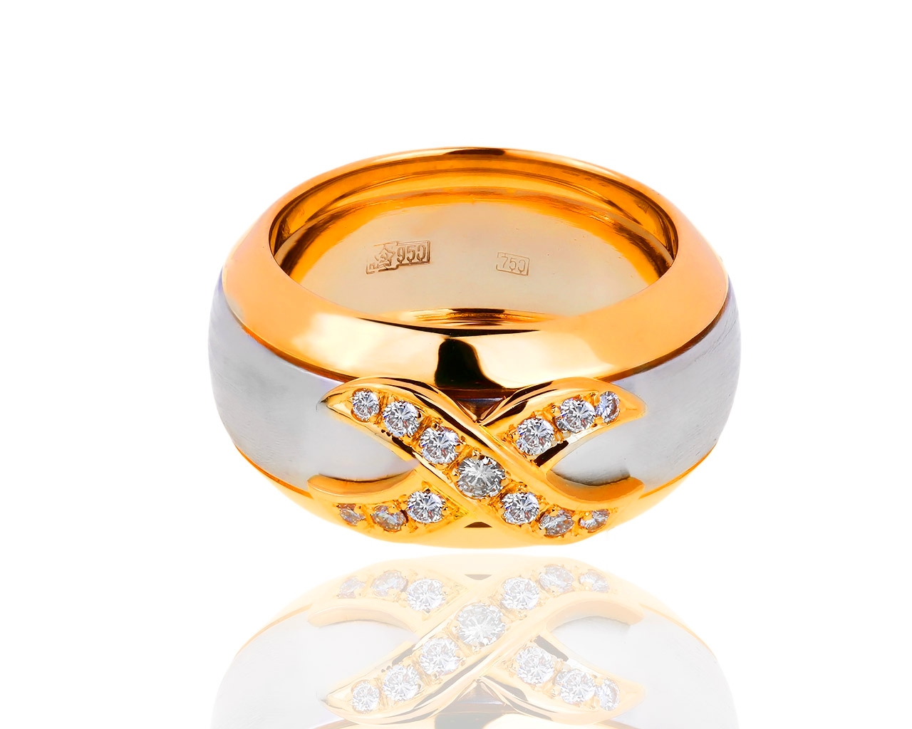 Оригинальное кольцо из платины и золота с бриллиантами 0.21ct Cede 260319/19