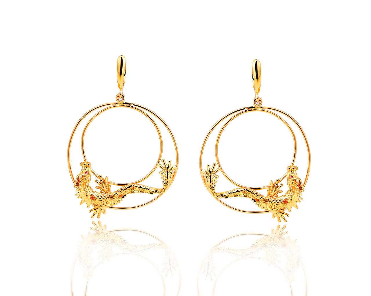 Утонченные золотые серьги с цветными сапфирами 110619/6