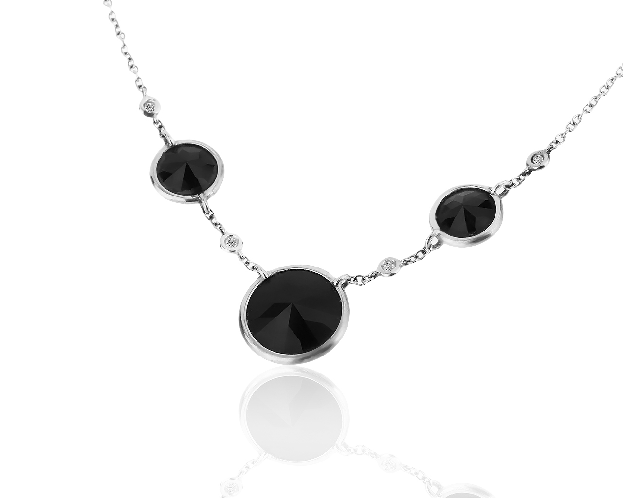 Золотое колье с ониксом и бриллиантами 0.14ct Giorgio Visconti 040119/1