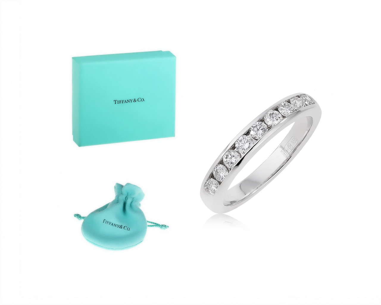 Оригинальное платиновое кольцо с бриллиантами 0.33ct Tiffany&Co