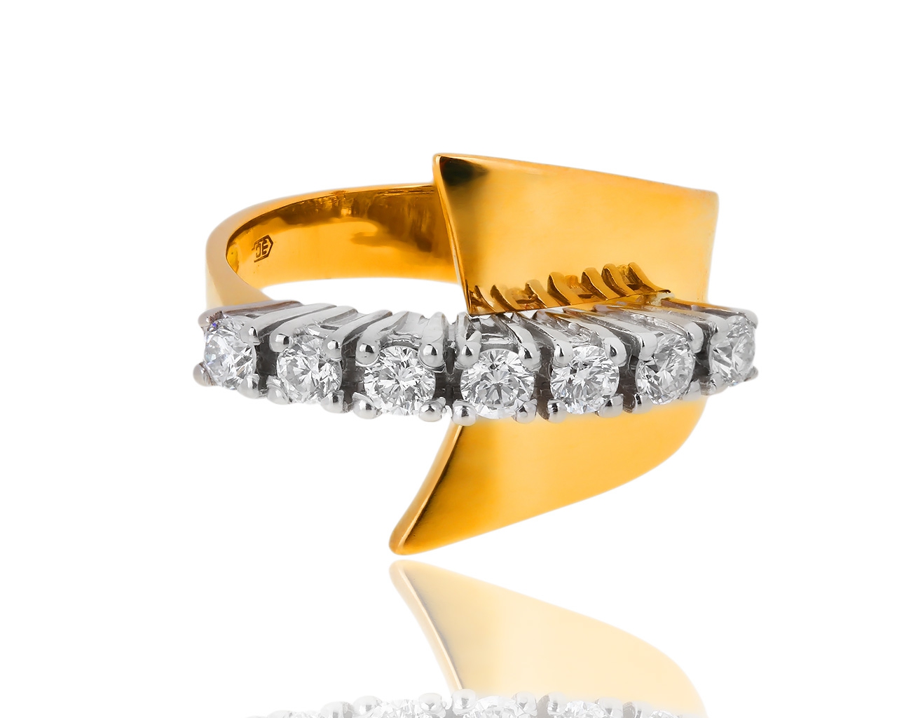 Необычное золотое кольцо с бриллиантами 0.56ct 110119/4