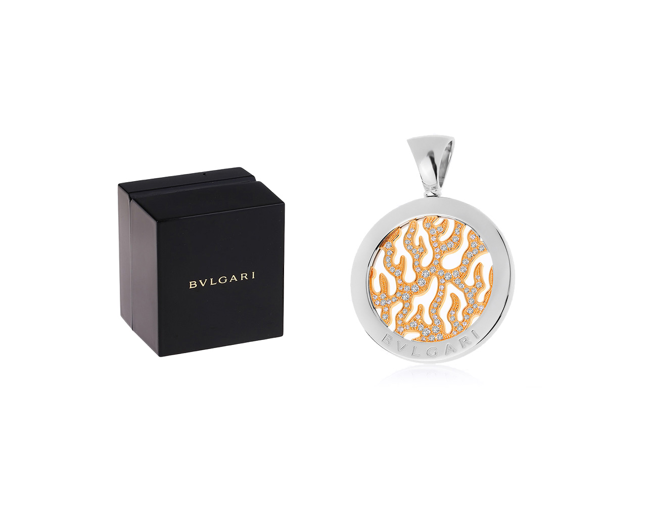 Оригинальный золотой кулон с бриллиантами 0.50ct Bvlgari Tondo