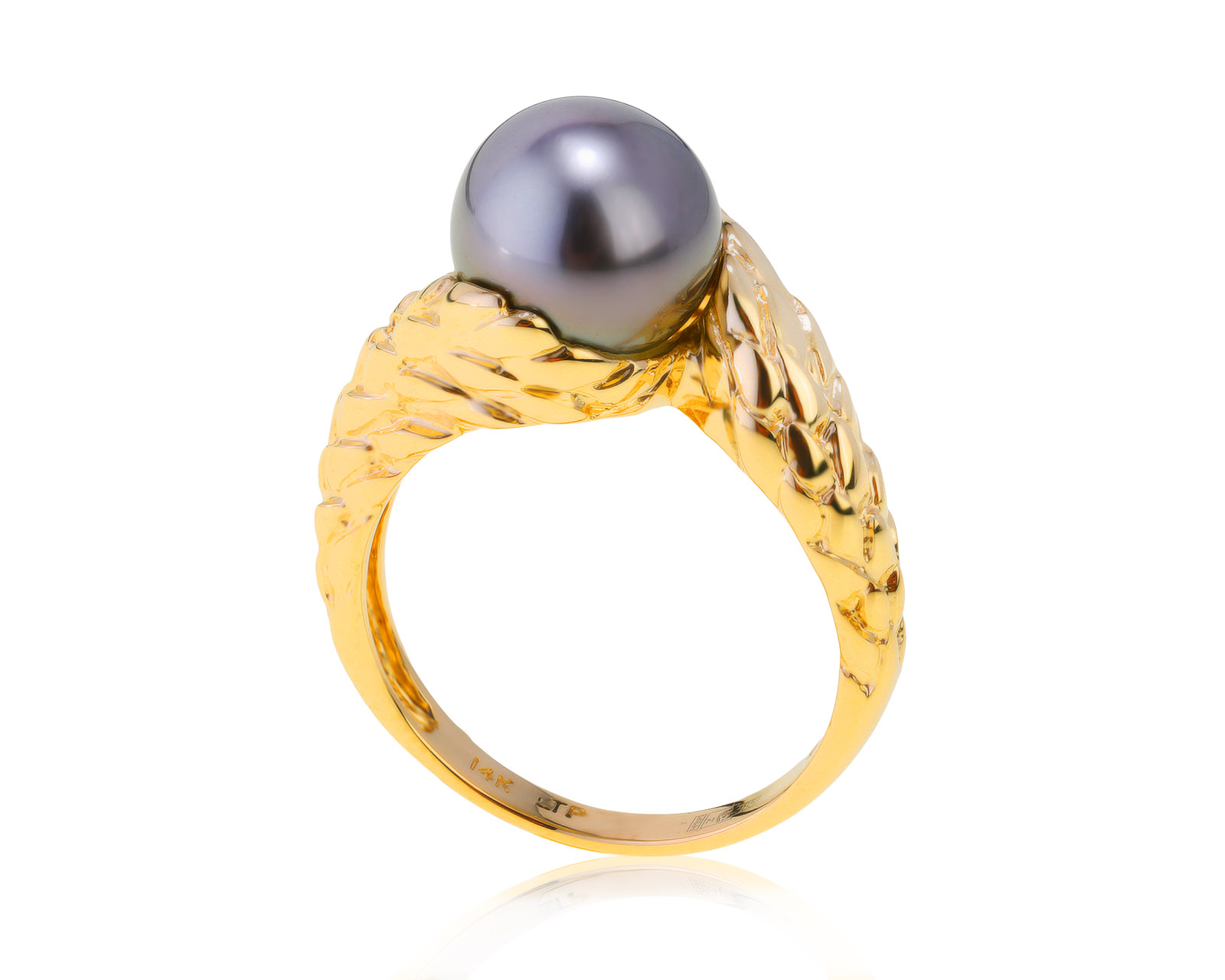 Романтичное золотое кольцо с жемчугом 9.40 мм