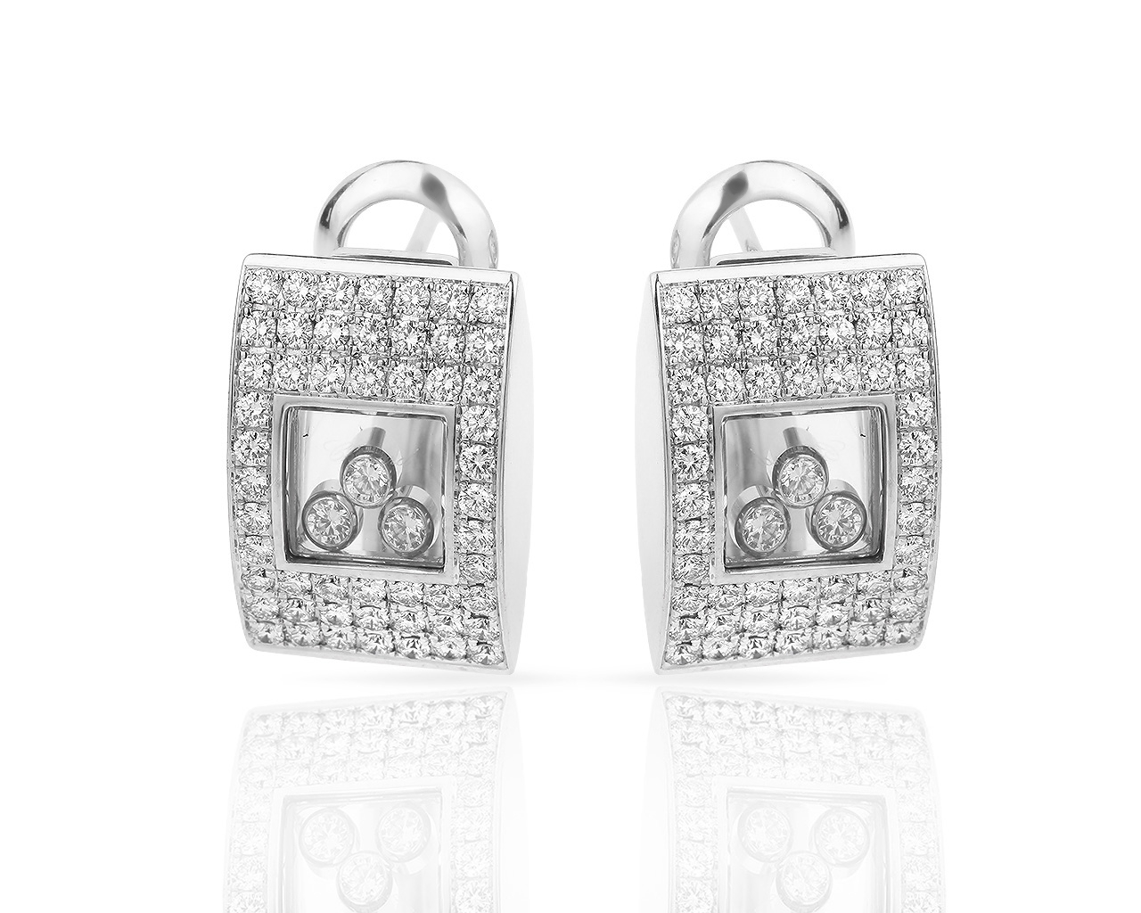Оригинальные золотые серьги с бриллиантами 2.06ct Chopard Happy Diamonds 230418/6
