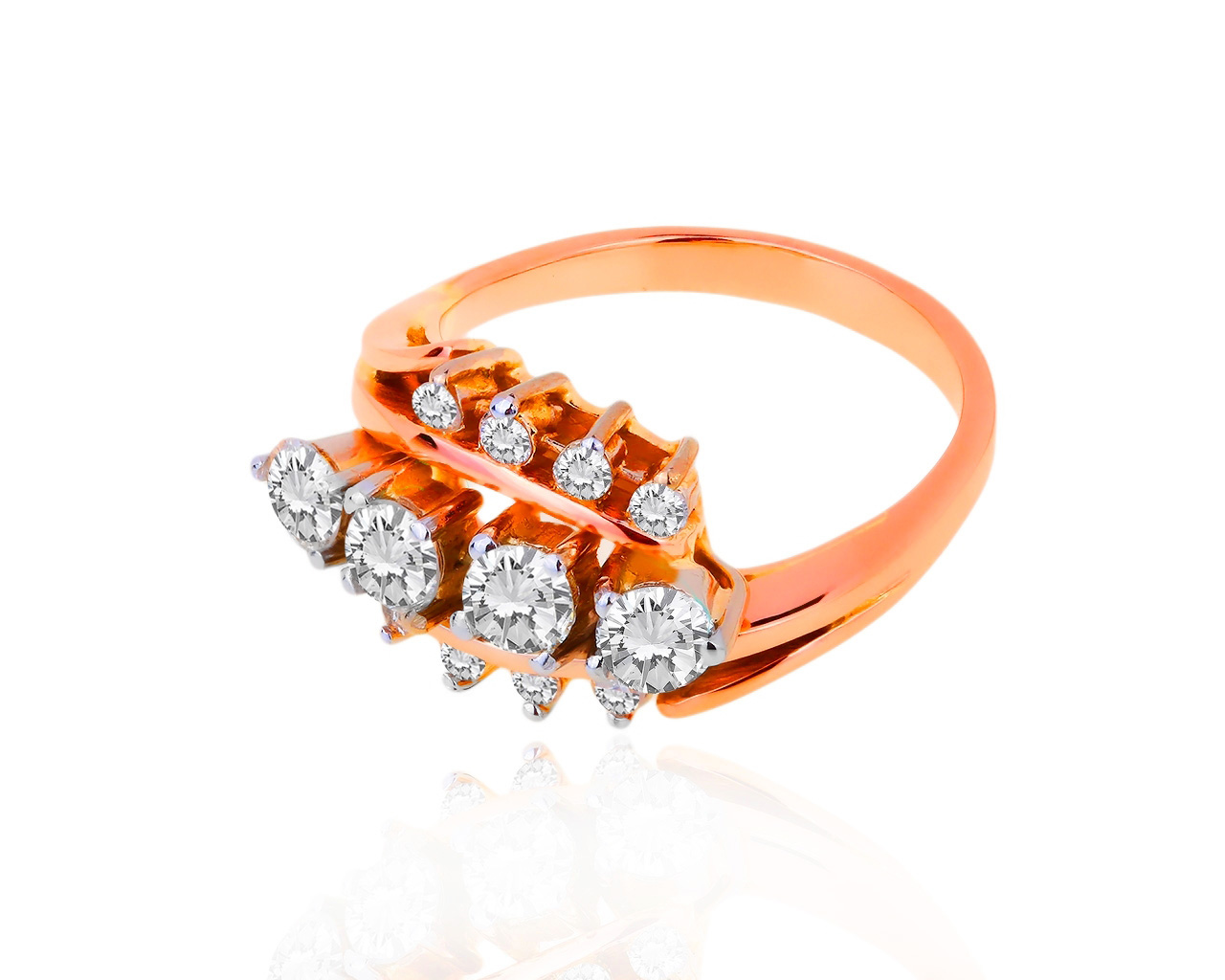 Винтажное золотое кольцо с бриллиантами 1.12ct