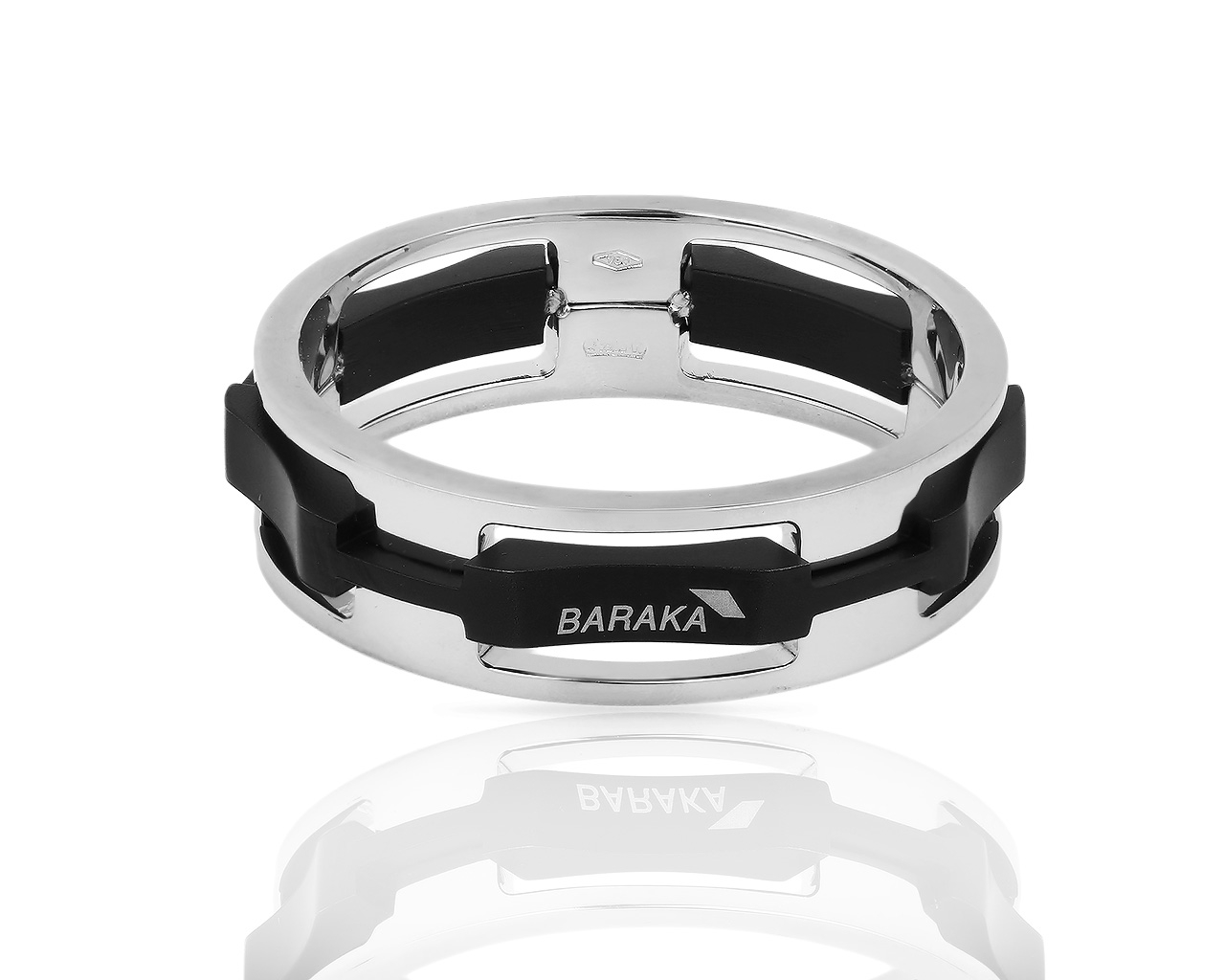 Стильное кольцо из стали и золота Baraka 050618/4