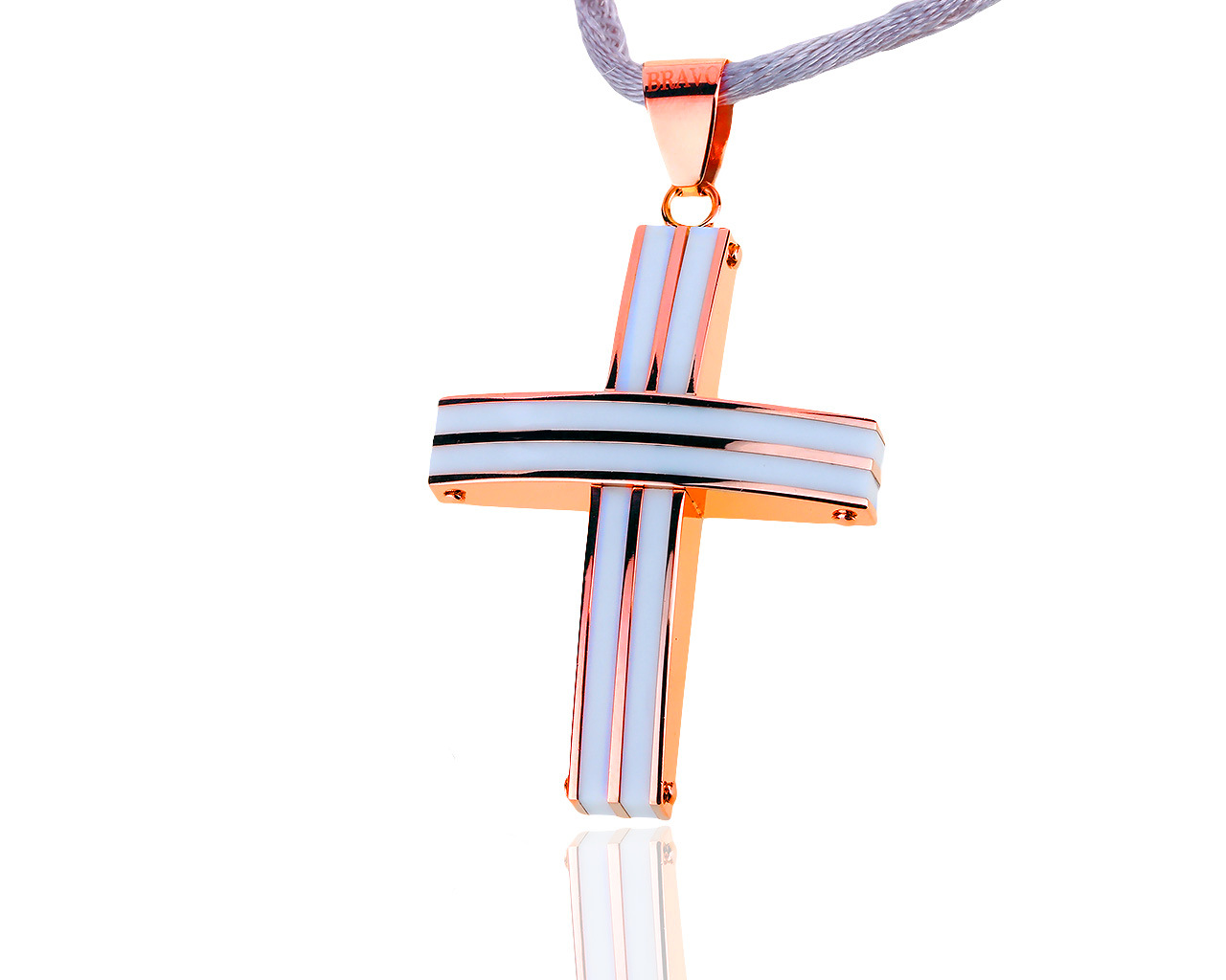 Оригинальный золотой кулон с белым агатом Roberto Bravo 180519/9