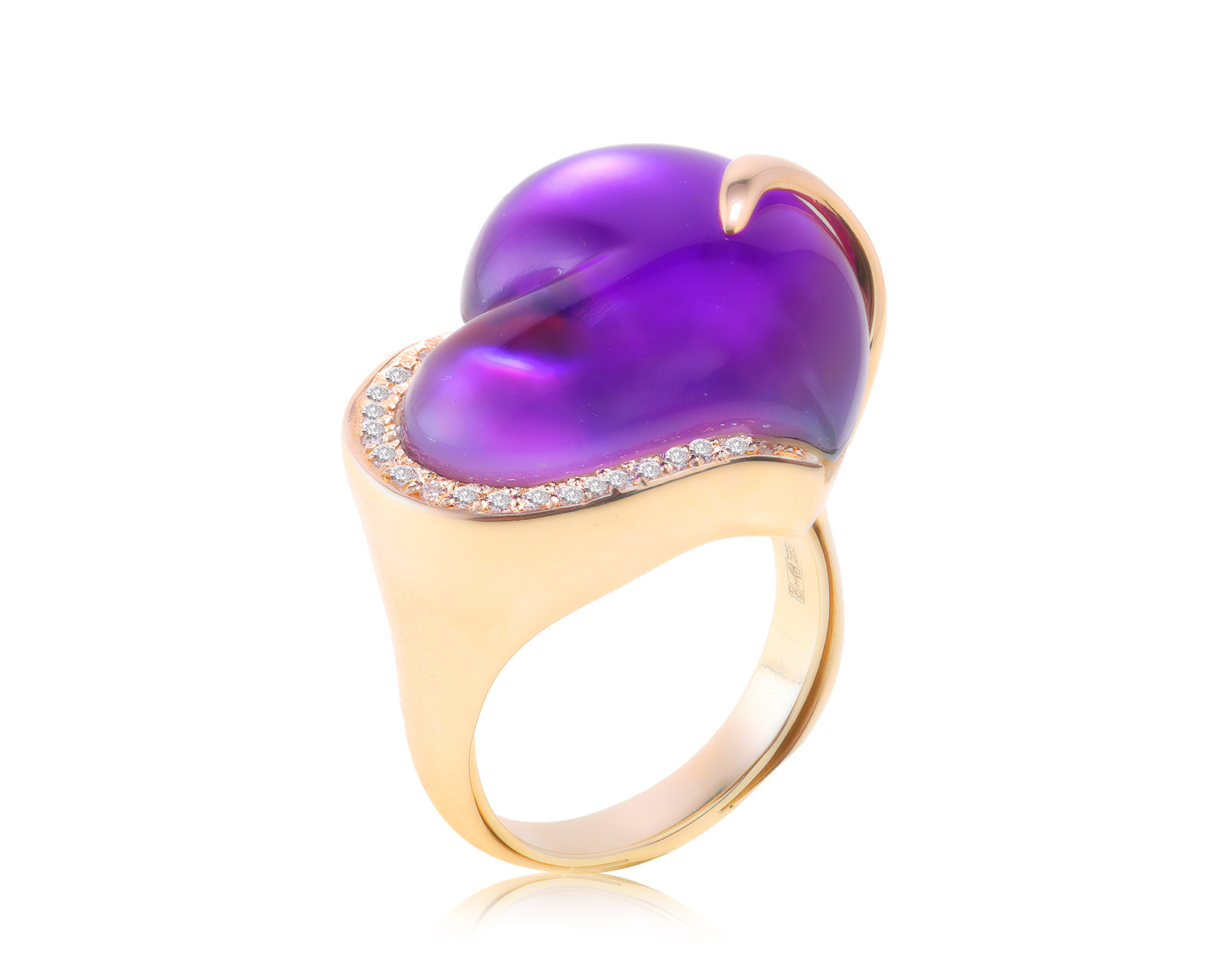 Притягательное золотое кольцо с аметистом 17.00ct 181122/2