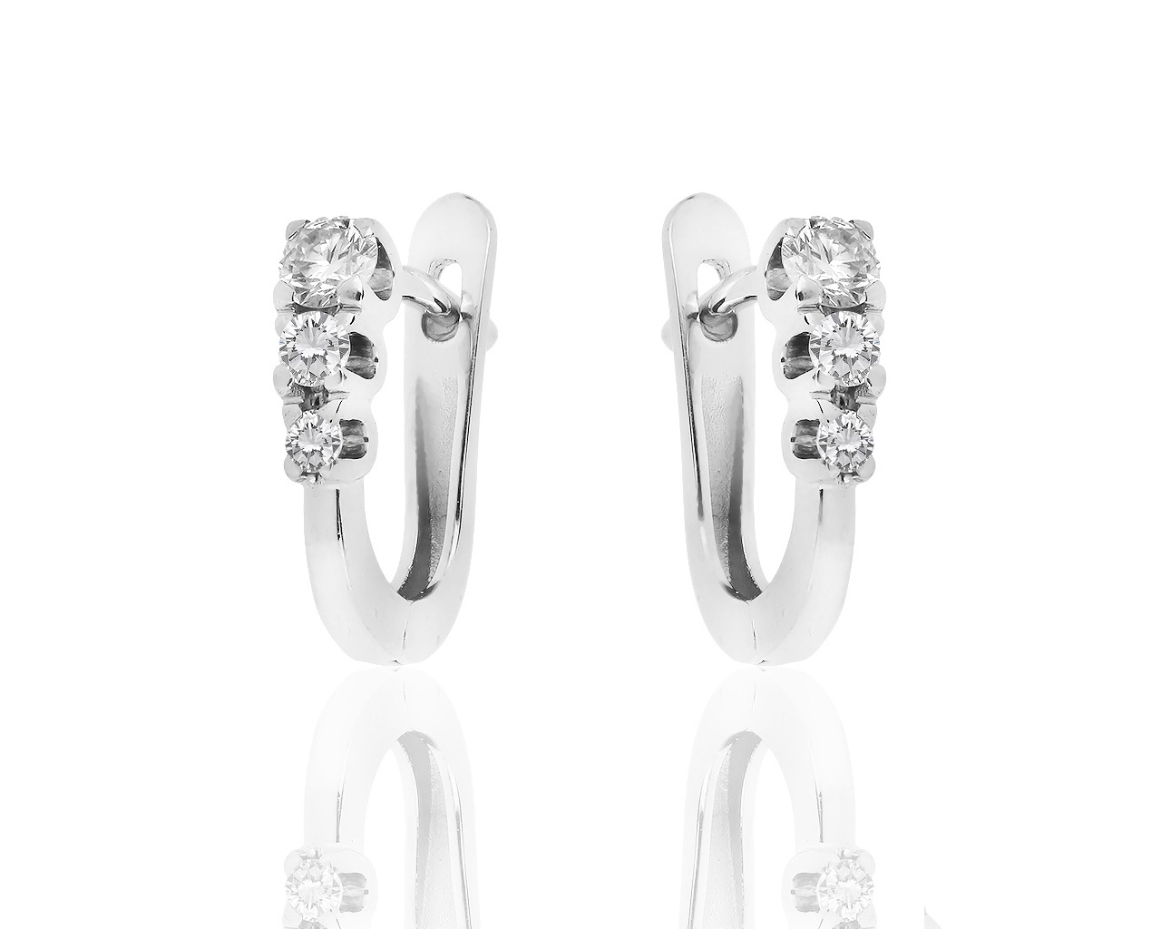 Классические золотые серьги с бриллиантами 0.45ct 041218/3