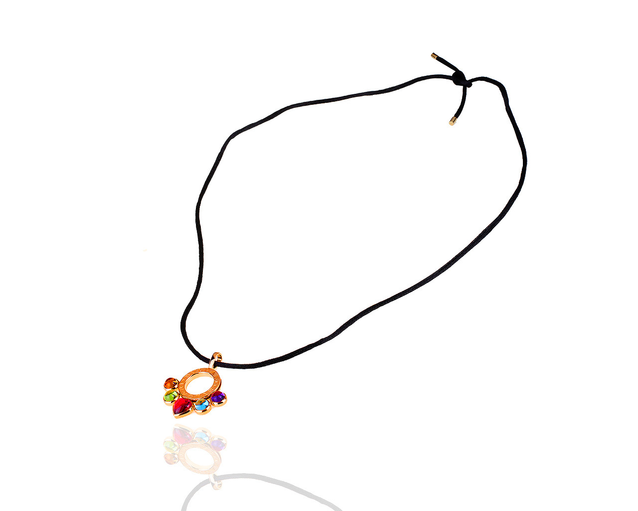 Яркая золотая подвеска с цветными камнями Bvlgari Allegra