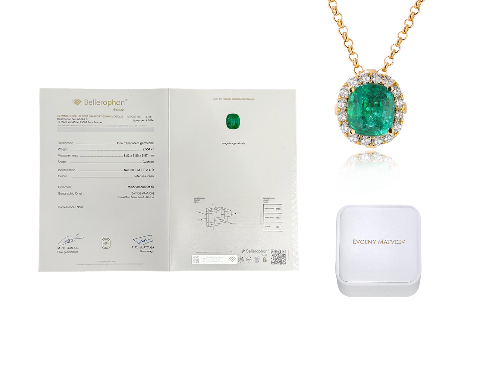 Золотой кулон с изумрудом Замбия 2.55ct Evgeny Matveev