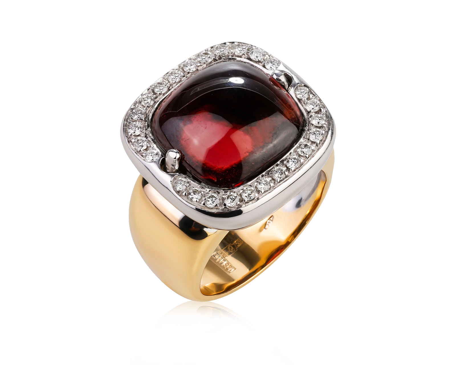 Золотое кольцо с гранатом 9.60ct и бриллиантами 0.41ct 231225/4
