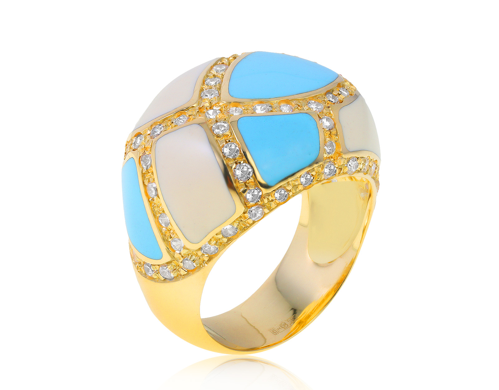 Оригинальное золотое кольцо с эмалью Roberto Bravo 050621/5