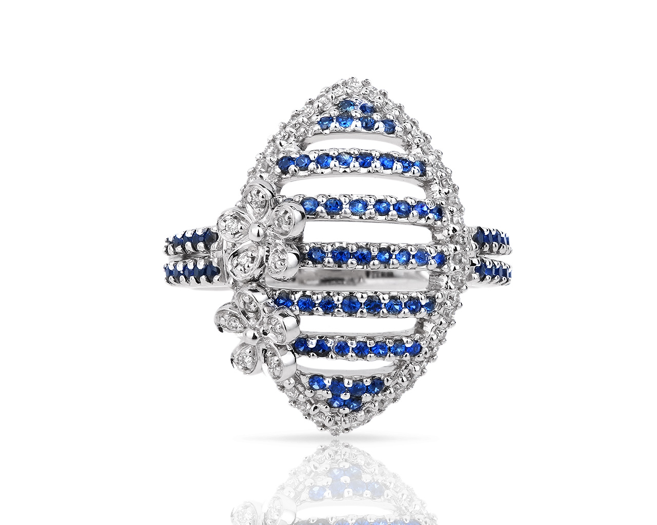 олотое кольцо с бриллиантами 0.28ct и сапфирами 0.45ct 220518/18