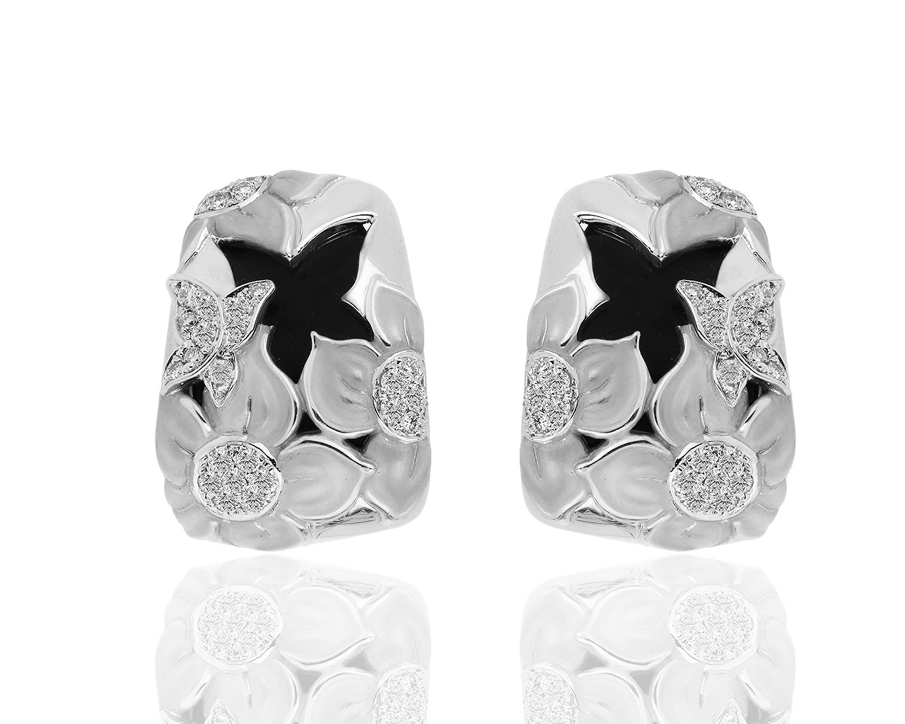 Золотые серьги с ониксом и бриллиантами 0.65ct Magerit 050319/5