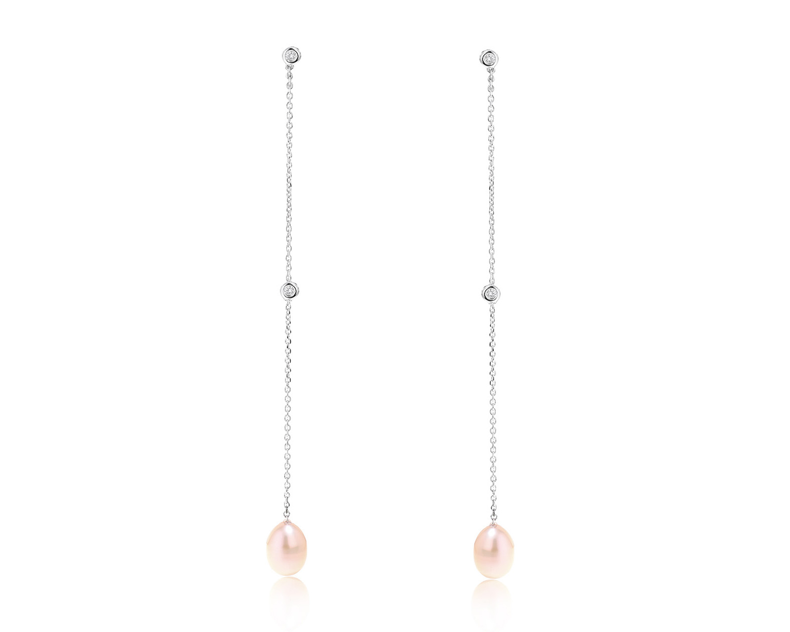 Золотые серьги с жемчугом и бриллиантами 0.12ct