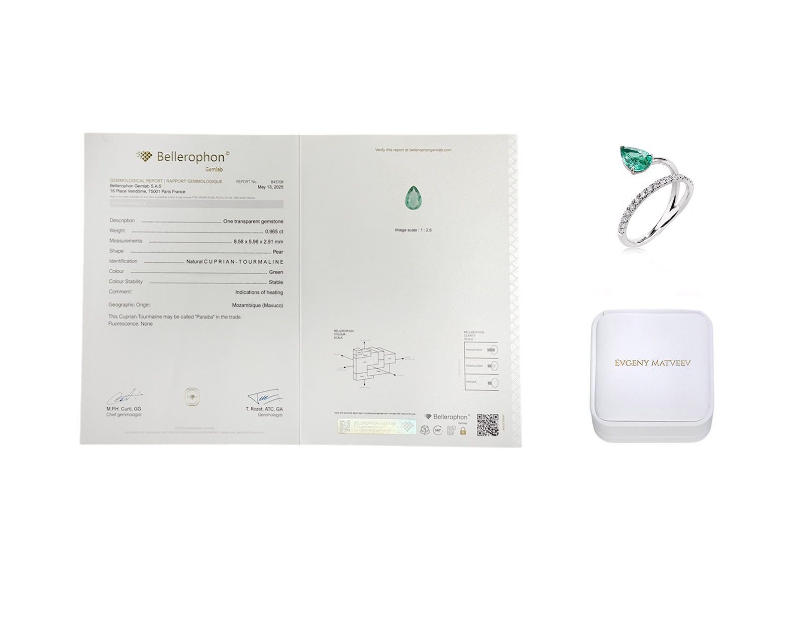 Платиновое кольцо с турмалином параиба 0.96ct Evgeny Matveev