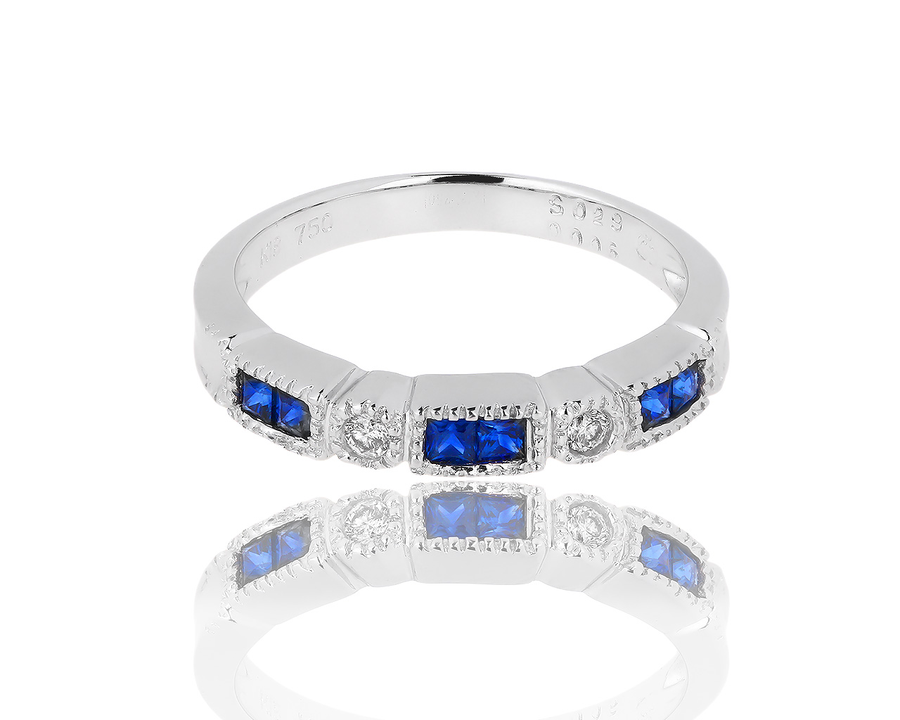 Золотое кольцо с бриллиантами и сапфирами 0.29ct 100218/6