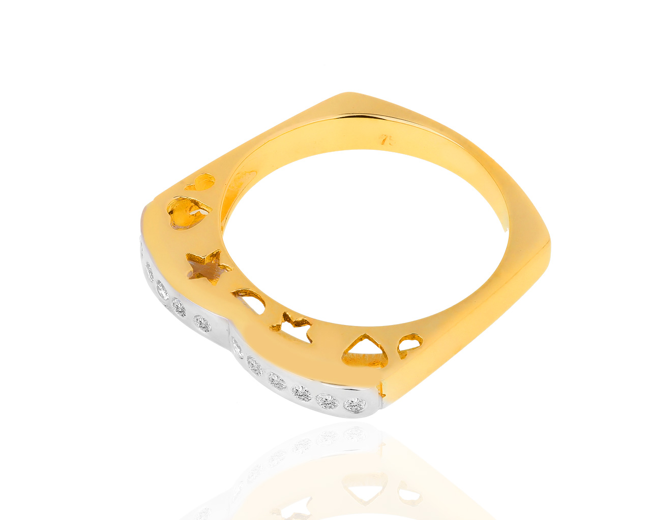 Прелестное золотое кольцо с бриллиантами 0.19ct