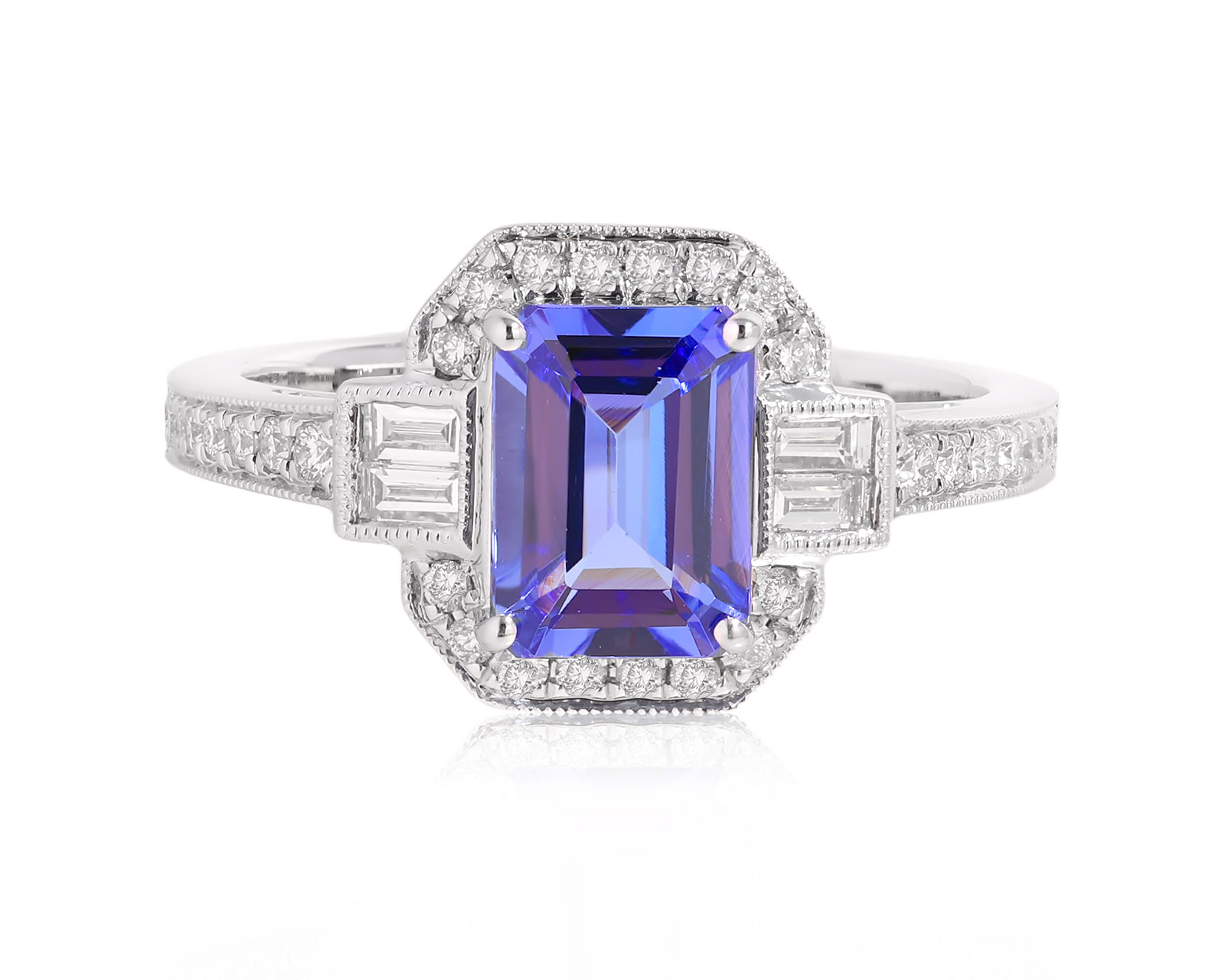 Золотое кольцо с танзанитом 1.60ct и бриллиантами 0.39ct 090725/1