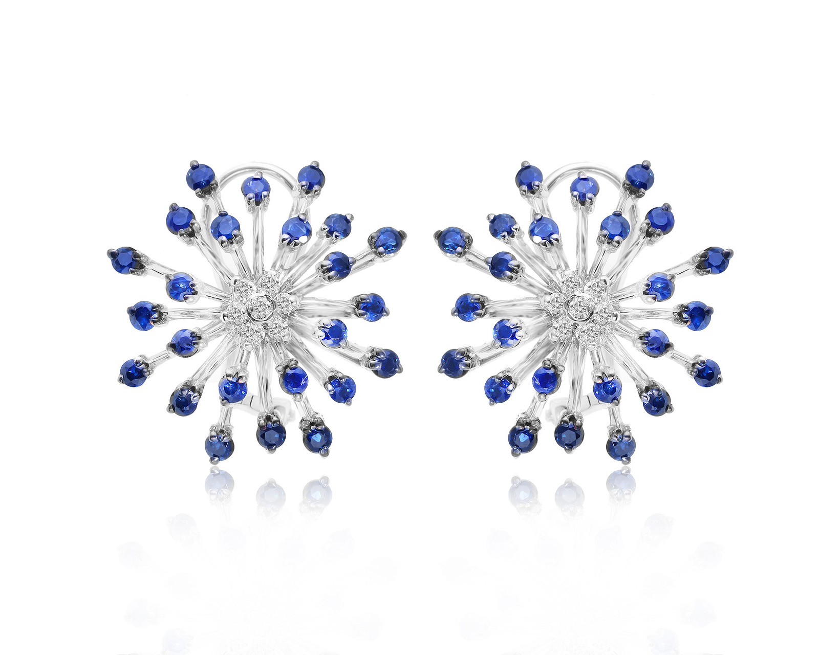 Чарующие золотые серьги с сапфирами 2.03ct