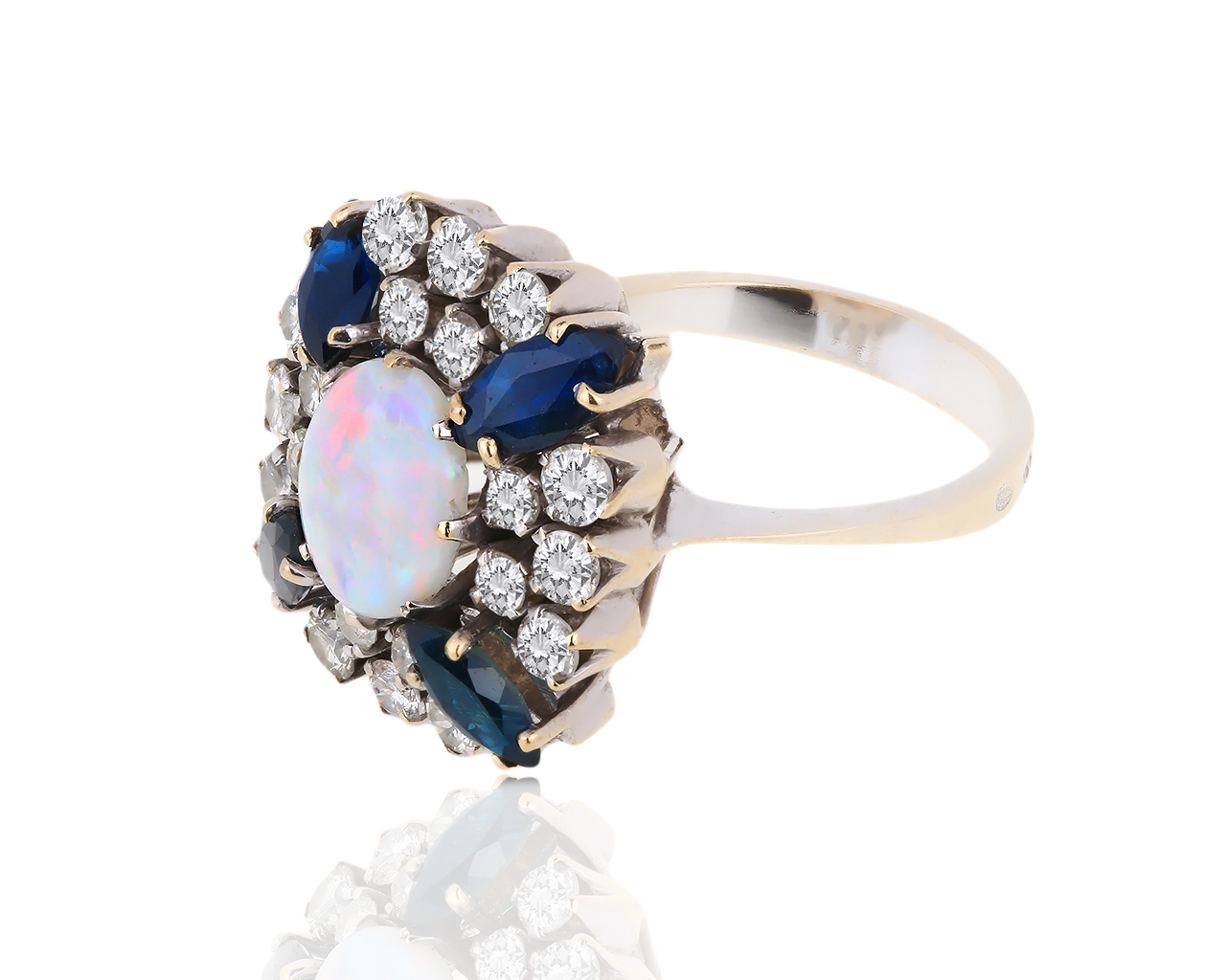 Золотое кольцо с бриллиантами 1.44ct и сапфирами 1.68ct 221218/3 Золотое кольцо с бриллиантами 1.44ct и сапфирами 1.68ct 221218/3