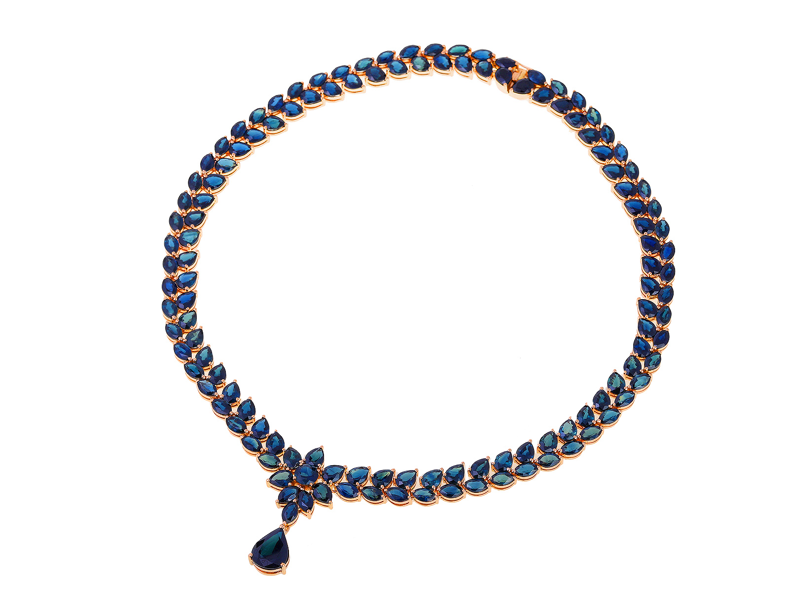 Золотое колье с сапфирами 93.40ct