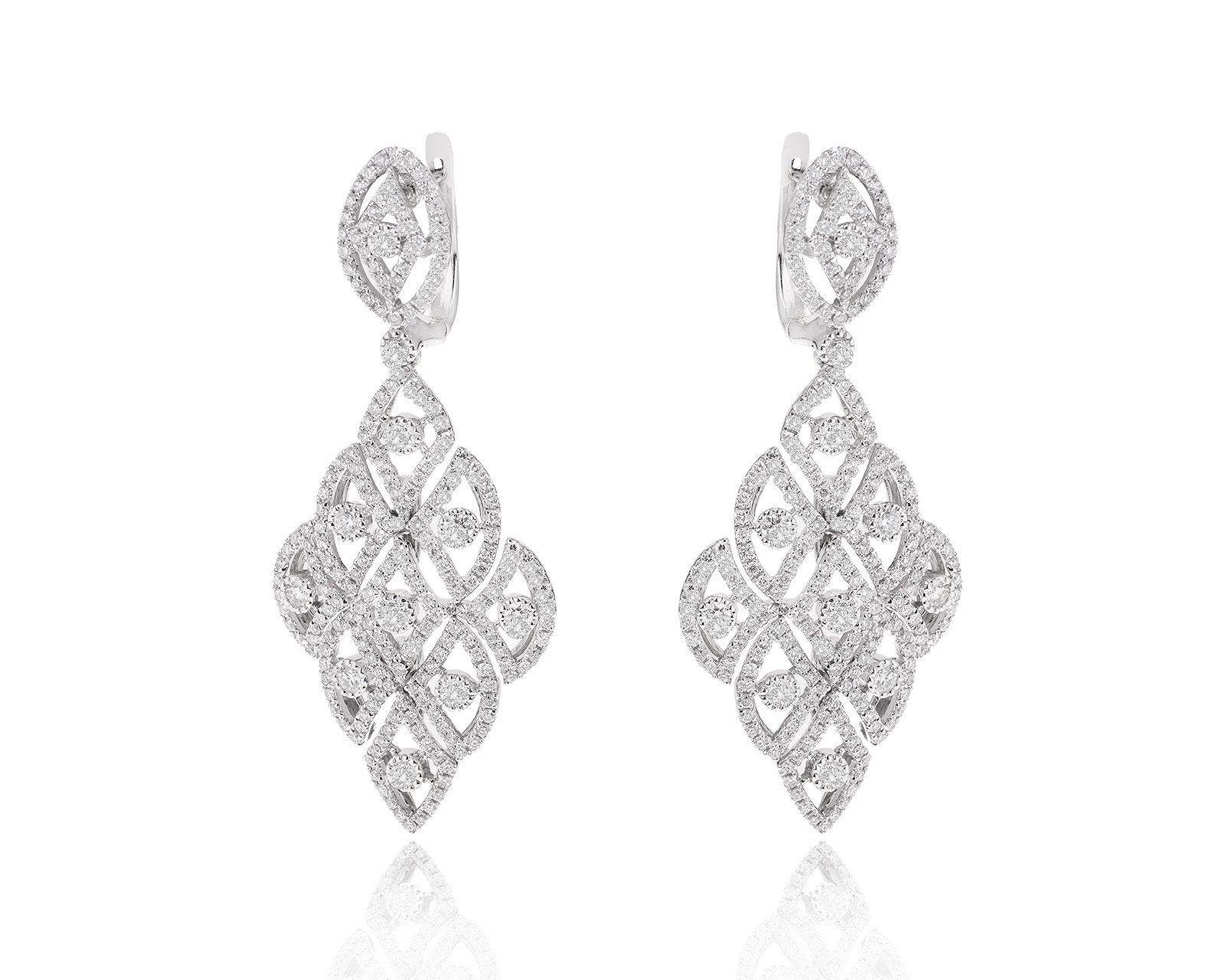 Золотые серьги с бриллиантами 2.74ct