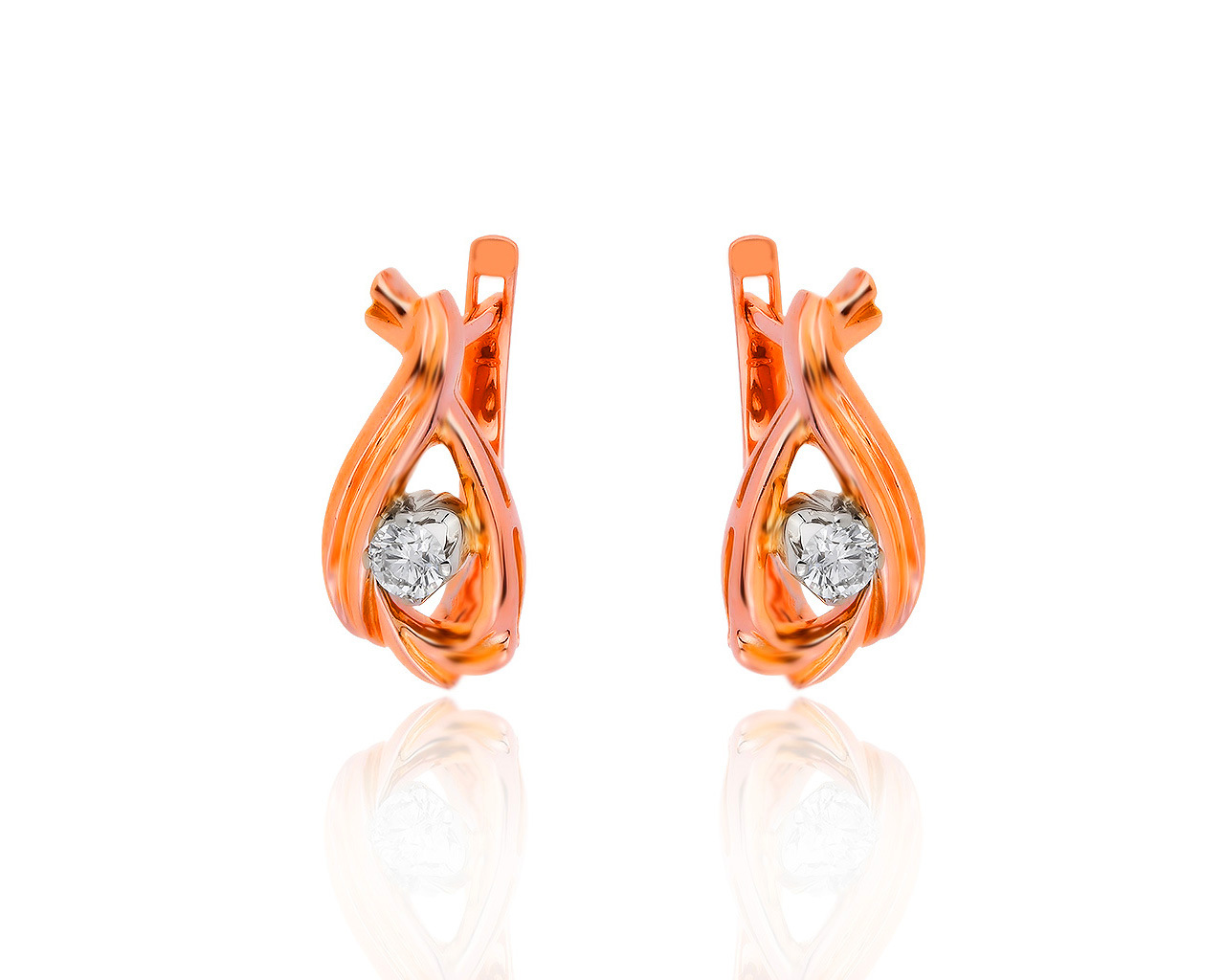 Притягательные золотые серьги с бриллиантами 0.26ct 060919/4