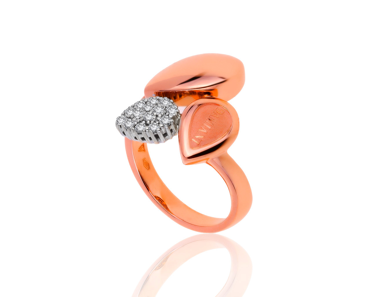 Оригинальное золотое кольцо с бриллиантами 0.21ct Damiani