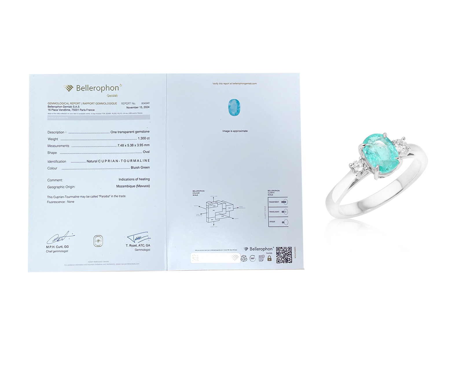 Золотое кольцо с турмалинами параиба 1.31ct Evgeny Matveev