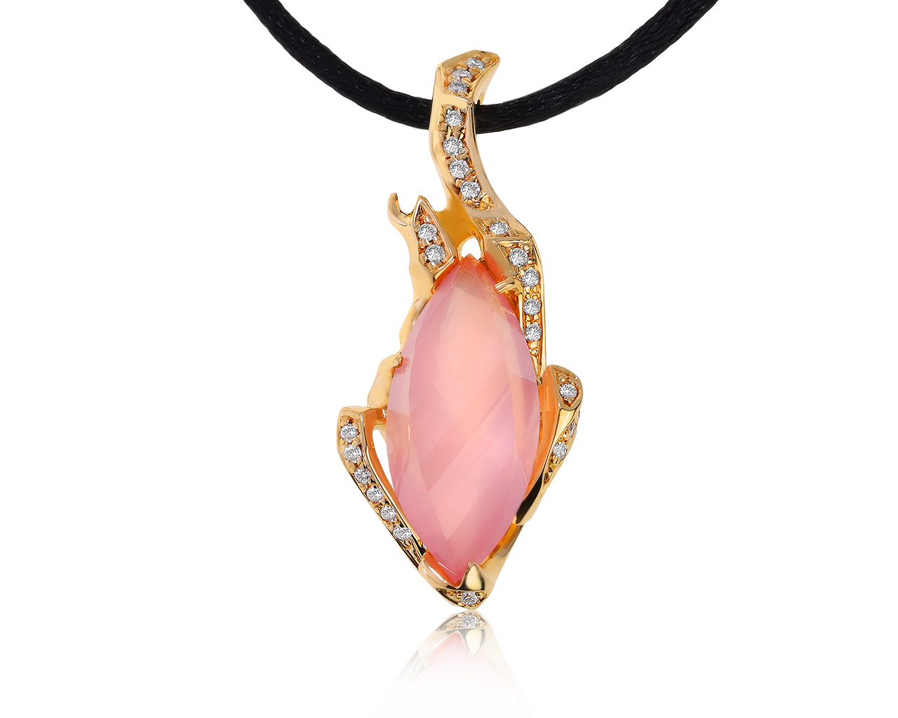 Волшебный золотой кулон с розовым кварцем 13.45ct 290121/3