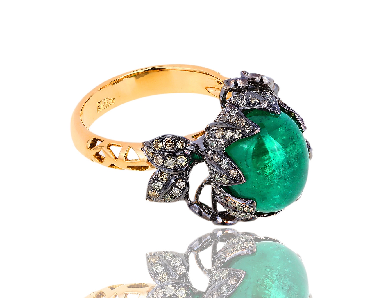 Золотое кольцо с бриллиантами 1.40ct и изумрудом 8.34ct 310718/14