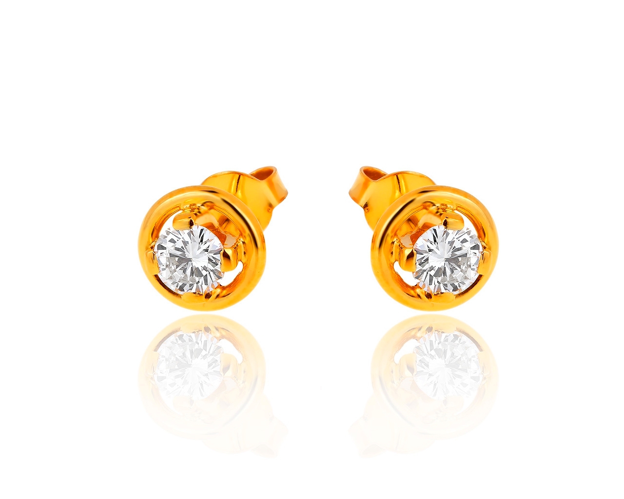 Миниатюрные золотые серьги с бриллиантами 0.70ct 110619/5 Миниатюрные золотые серьги с бриллиантами 0.70ct 110619/5