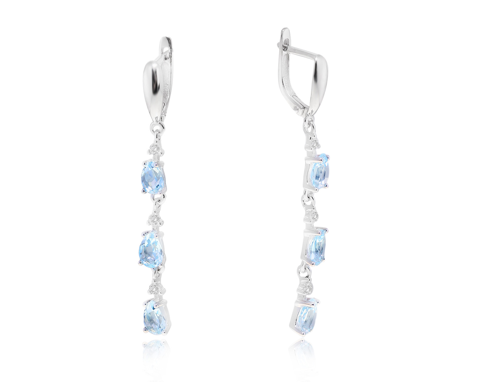 Золотые серьги с топазами 3.00ct и бриллиантами 0.15ct 020424/26