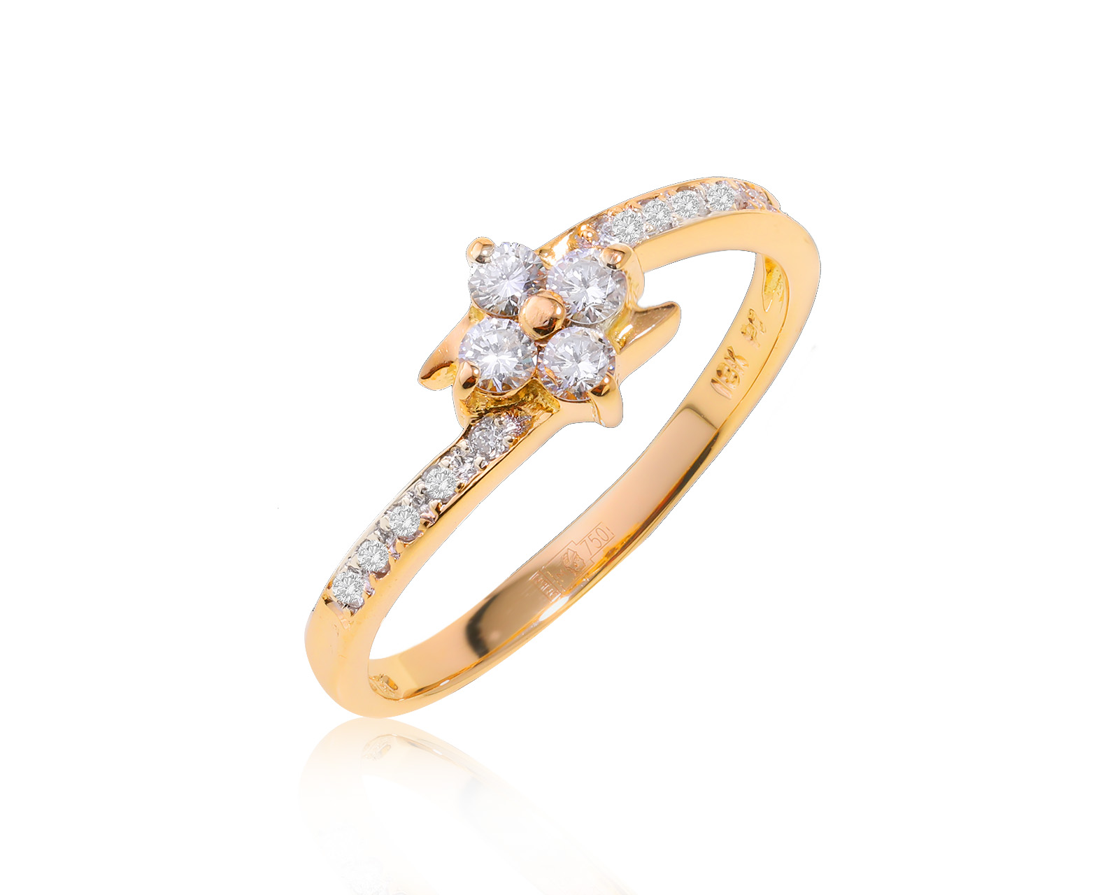 Модное золотое кольцо с бриллиантами 0.26ct